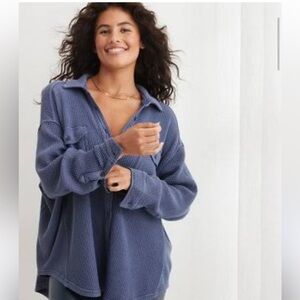 Aerie LumberJane Waffle Knit Button Shirt